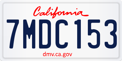 CA license plate 7MDC153
