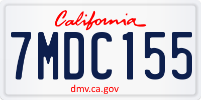 CA license plate 7MDC155