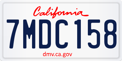 CA license plate 7MDC158