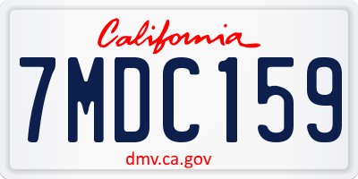 CA license plate 7MDC159