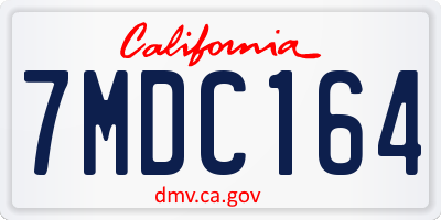CA license plate 7MDC164