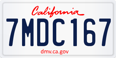 CA license plate 7MDC167