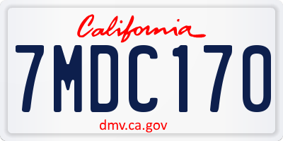 CA license plate 7MDC170
