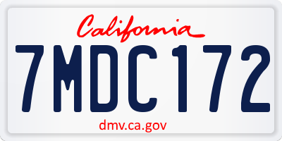 CA license plate 7MDC172