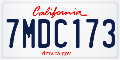 CA license plate 7MDC173