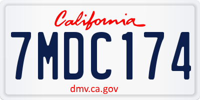 CA license plate 7MDC174
