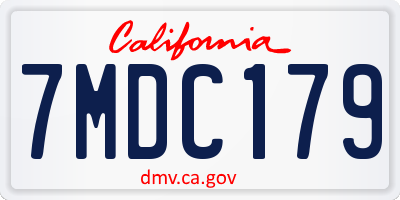 CA license plate 7MDC179