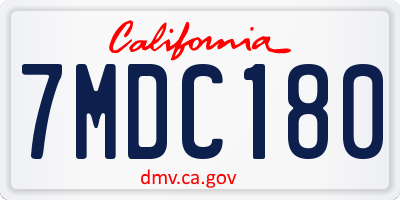 CA license plate 7MDC180