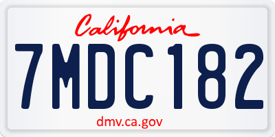 CA license plate 7MDC182