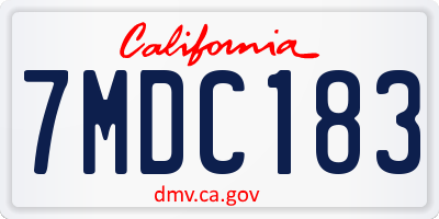 CA license plate 7MDC183