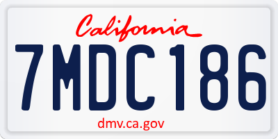 CA license plate 7MDC186