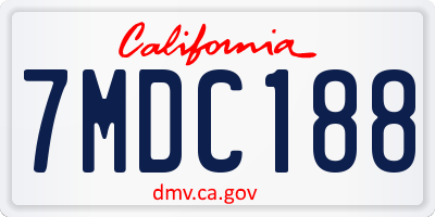 CA license plate 7MDC188