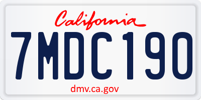 CA license plate 7MDC190