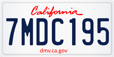 CA license plate 7MDC195