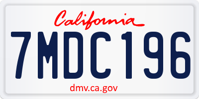 CA license plate 7MDC196