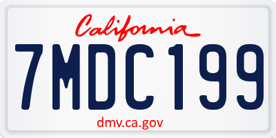 CA license plate 7MDC199