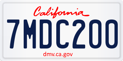 CA license plate 7MDC200
