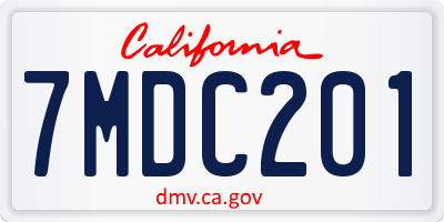 CA license plate 7MDC201