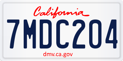 CA license plate 7MDC204