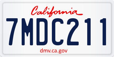 CA license plate 7MDC211