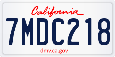 CA license plate 7MDC218
