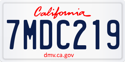 CA license plate 7MDC219
