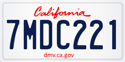 CA license plate 7MDC221