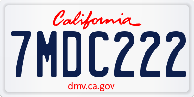 CA license plate 7MDC222