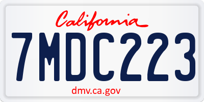 CA license plate 7MDC223