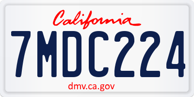 CA license plate 7MDC224