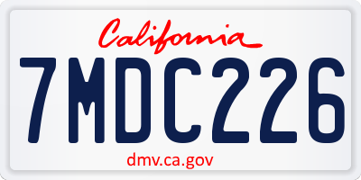 CA license plate 7MDC226