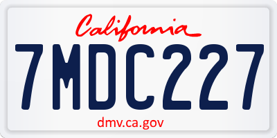 CA license plate 7MDC227
