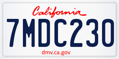 CA license plate 7MDC230