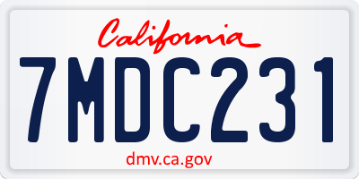 CA license plate 7MDC231