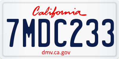 CA license plate 7MDC233