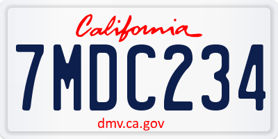 CA license plate 7MDC234