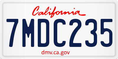 CA license plate 7MDC235