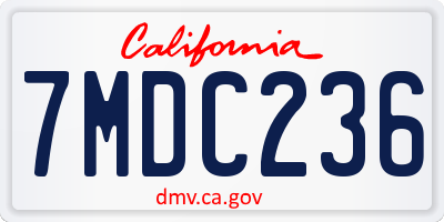 CA license plate 7MDC236