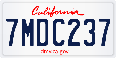 CA license plate 7MDC237