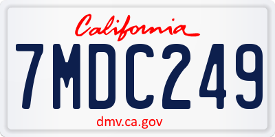 CA license plate 7MDC249