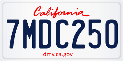 CA license plate 7MDC250