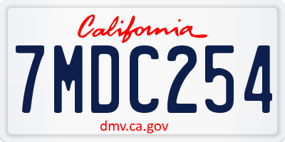 CA license plate 7MDC254