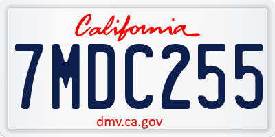 CA license plate 7MDC255