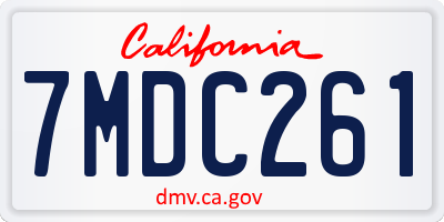 CA license plate 7MDC261