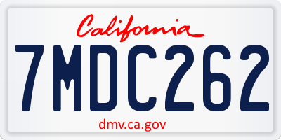CA license plate 7MDC262