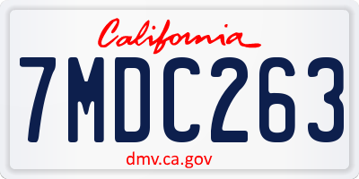 CA license plate 7MDC263