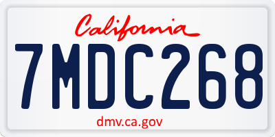 CA license plate 7MDC268