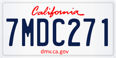 CA license plate 7MDC271