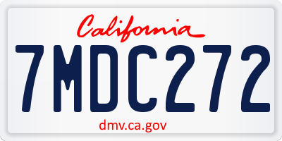 CA license plate 7MDC272
