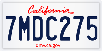 CA license plate 7MDC275